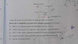 n)
2
iliyor.
8.
Basınç (atm)
218
0,006/ kuh
kritik nokta
0
Sial
O
nokta
seaz
Sıcaklık (°C)
0,01 374
Yukarıda suyun (H₂O) basınç-sıcaklık grafiği verilmiştir.
Buna göre aşağıdaki yargılardan hangisi yanlıştır? (10 puan)
A) Basınç arttıkça erime ve kaynama noktası artar.
B) 0,006 atm ve 0,01 °C 'de katı, sıvı ve buhar halinde bulunur.
C) 374 °C'den daha yüksek sıcaklıklarda basınçla sıvılaştırılamaz.
D) 0,006 atm'den daha yüksek basınçlarda süblimleşemez.
E) Katısı sivisında yüzer.
ve
X
A
✓
katı gaz
1
M