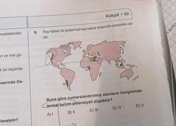 maddelerden
n ve mal gü-
li bir biçimde
manı'nda Os-
lenebilir?
Kokpit
• 02
8. Fay hatları ile jeotermal kaynaklar arasında paralellik var-
dır.
C) III
Buna göre numaralandırılmış alanların hangisinde
termal turizm potansiyeli düşüktür?
A) I
B) II
D) IV
E) V
baho