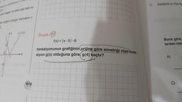 kayonu yardimyla y=
z değerli ve sifira eşit olan kı-
atif değerli olduğu kısımların x
O
y=f(x)
X
feis
Yayınlan
Örnek: (11)
f(x)=x-51-6
fonksiyonunun grafiğinin orijine göre simetriği olan fonk-
siyon g(x) olduğuna göre, g(4) kaçtır?
2. Aşağıda y=f(x) fo
Buna göre,
lerden han
A)