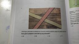 9.
1329
23°
Dikdörtgen şeklindeki bir tahtada sarı ve turuncu renkli kurdeleler gergin bir şekilde takılmıştır.
Buna göre kurdelelerin arasındaki açı kaç derecedir?
A) 65
B) 68
C) 70
D) 71
www.
N
Şekildeki A, B, C,
leştirilmiştir.
C, B ve D noktala
E, F ve N noktala
D, E ve F noktala
A, B, C noktalar
pozisyonları birb
Buna göre B, D
A) 61