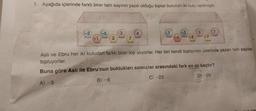 1. Aşağıda içlerinde farklı birer tam sayının yazılı olduğu toplar bulunan iki kutu verilmiştir.
-2
-1
-5
2
3
7
4
(-6
-3
C) -23
-8
9
-7
7
Aslı ve Ebru her iki kutudan farklı birer top alıyorlar. Her biri kendi toplarının üzerinde yazan tam sayıları
topluyorlar.
Buna göre Aslı ile Ebru'nun buldukları sonuçlar arasındaki fark en az kaçtır?
A) -5
B) -8
D-29