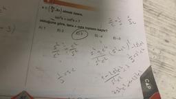 XE
3
2
, 2π) olmak üzere,
tan²x + cot²x = 7
olduğuna göre, tanx + cotx toplamı kaçtır?
A) 1
B) 2
C) 3
D) -4
dulu
t~
du pe
VI
plu
=S.C
t
JM
E) -3
J
S
7c4
shch (slach Julst
- 15/0²
slez
75²²
Su
Pires
(=
CAP