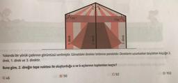 A) 46
124°
B) 56
1. direk
a
2. direk
134°
Yukarıda bir yörük çadırının görüntüsü verilmiştir. Görseldeki direkler birbirine paraleldir. Direklerin uzunlukları büyükten küçüğe 2.
direk, 1. direk ve 3. direktir.
Buna göre, 2. direğin tepe noktası ile oluşturduğu a ve b açılarının toplamları kaçtır?
3. direk
C) 92
R
D) 102