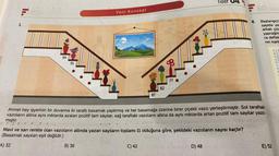 1.
94
91
Yeni Konsept
B) 36
87
82
C) 42
2
77
Mavi ve sarı renkte olan vazoların altında yazan sayıların toplamı 11 olduğuna göre, şekildeki vazoların sayısı kaçtır?
(Basamak sayıları eşit değildir.)
A) 32
Test
Ahmet bey işyerinin bir duvarına iki taraflı basamak yaptırmış ve her basamağa üzerine birer çiçekli vazo yerleştirmiştir. Sol taraftaki
vazoların altına aynı miktarda azalan pozitif tam sayılar, sağ taraftaki vazoların altına da aynı miktarda artan pozitif tam sayılar yazıl-
mıştır.
D) 48
201291
4. Başlangıçta
sayıda yas
arkalı çize
yaprağın
ra defter
nin kare
E) 52
HIT H
