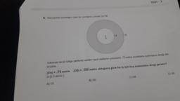 6. Yarıçapının uzunluğu r olan bir çemberin çevresi 2ar'dir.
B
Yukarıda taralı bölge şeklinde verilen oyun parkının çevresine √3 metre aralıklarla aydınlatma direği diki-
lecektir.
B) 30
TEST-2
JOA| = √75 metre, |OB| = √300 metre olduğuna göre bu iş için kaç aydınlatma direği gerekir?
(a'yi 3 alınız.)
A) 15
C) 60
D) 90