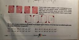 7
2.
27
8. SINIF
305
A) 5.10¹ + 1. 10° +7.10-1+5.10-²
C) 2.10¹ +4. 10° +4.10-1 +8.10-²
16
2 2 715 2
00.0 5
Buna göre oluşturulabilecek en büyük ve en küçük sayının farkının 10'un tam sayı kuvvetlerine göre yazı-
lışı aşağıdakilerden hangisidir?
Yanda verilen kartlar aşağıda verilen dikdörtgenlere kırmızı
bölgeler üst üste gelecek şekilde yerleştirilecektir. Soldan
sağa doğru ilk iki karttaki sayılar tam kısım, son iki karttaki
sayılar ondalık kısım olacak şekilde ondalıklı sayılar oluştu-
rulacaktır.
Startfen
B) 5.10¹ + 1. 10° +5.10-¹ +7.10-²
D) 2.10¹ +4. 10° +8.10-¹ + 4.10-²
Yayınları