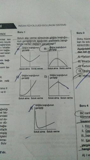 Ji
RNEK
kılcal kan
nin büyük
bağlanarak
cu kılcalla-
bin bağla-
best kalan
jeçer.
nin bağ-
da,
kısmi ba-
in rolü
alnız II
ve Ill
ağladığı
nel fak-
amdaki
cut do-
ci dü-
bağla-
düşük
düşüş
igisini
akma-
Bohr
E'dir.
INSAN FİZYOLOJİSİ (SOLUNUM SİSTEMİ)
Soru 1
