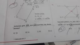 d₁ 300
A) 18
M
Verilenlere göre, NML açısı KLM açısından kaç derece
fazladır?
B) 24
sho
20020
7-Matematik DAF 27
Yandaki şekilde;
d₁ // d₂ ve
2 m(NML)=3-m(KLM)
C) 36
14.
D) 42
7
A
Yukarıdaki şekilde d, // d₂ IADI= IDC)=
m(CEB) = 27° ise m/CBA) kaç derecedim
9
A90
80
TIMSS