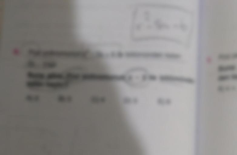 2
6. P(x) polinomunun x²-5x + 6 ile bölümünden kalan
00
KUNDU
A) 2
5-6
2x-3tür.
Buna göre, P(x) polinomunun x-3 ile bölümünden
kalan kaçtır?
B) 3
KUNDU_Z
C) 4 D) 5
E) 6
9. P(x) p
Buna
den ka
A) x +
KUNDUZ