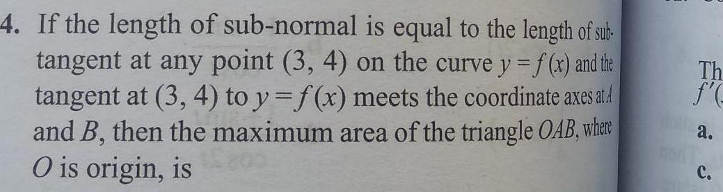 4 If the length of sub normal is equal to the length of sub