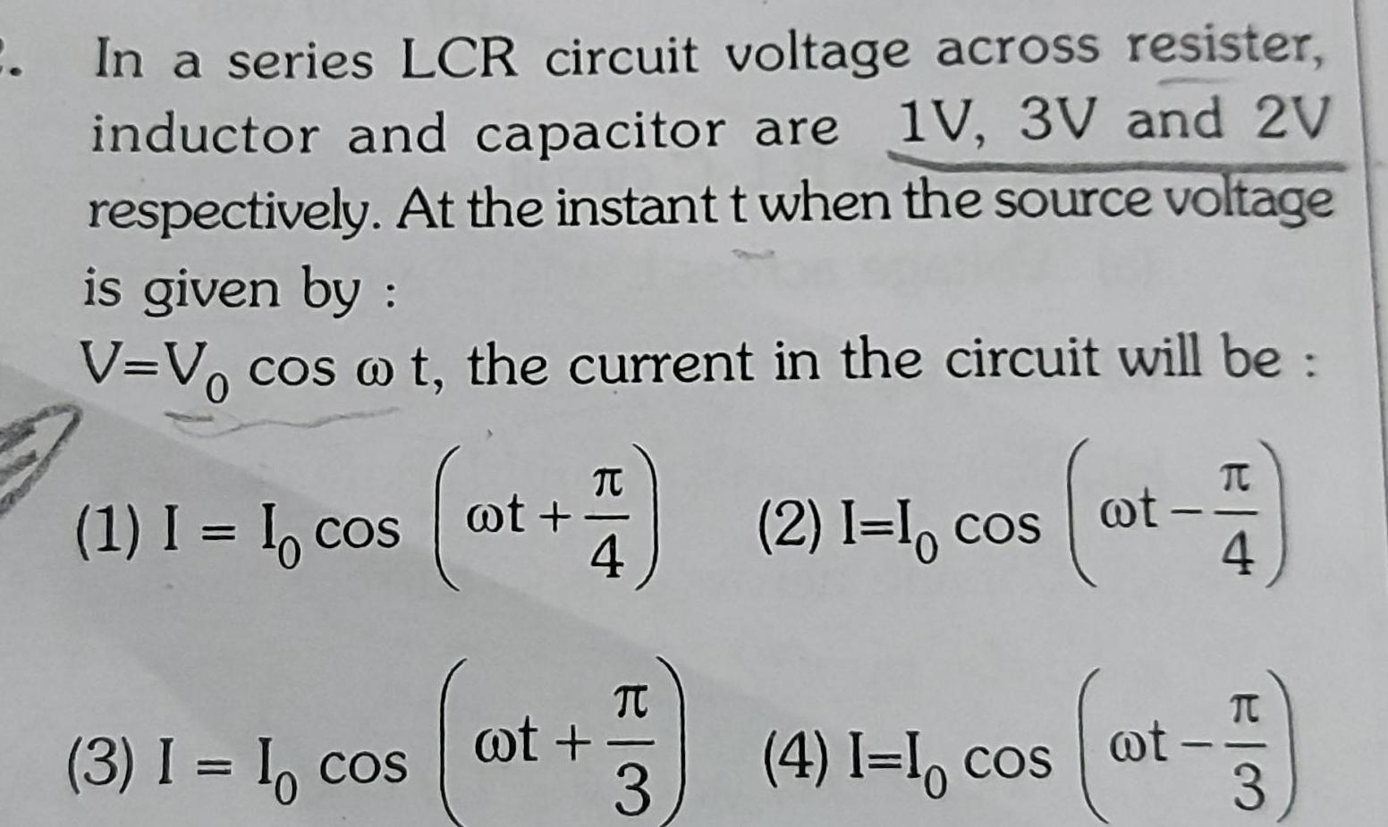 In a series LCR circuit voltage across resister inductor and