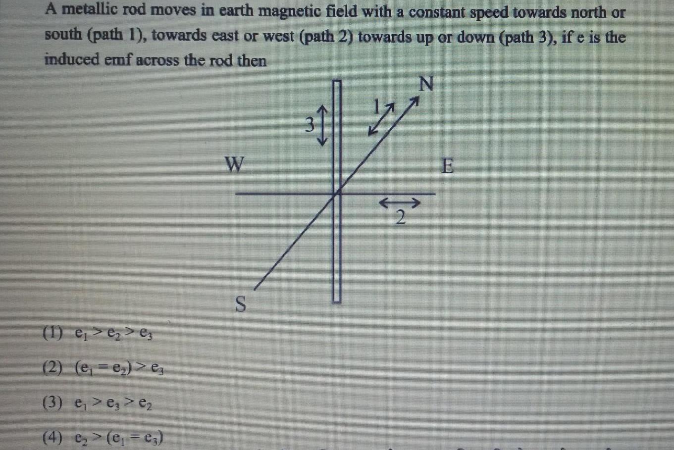 A metallic rod moves in earth magnetic field with a constant