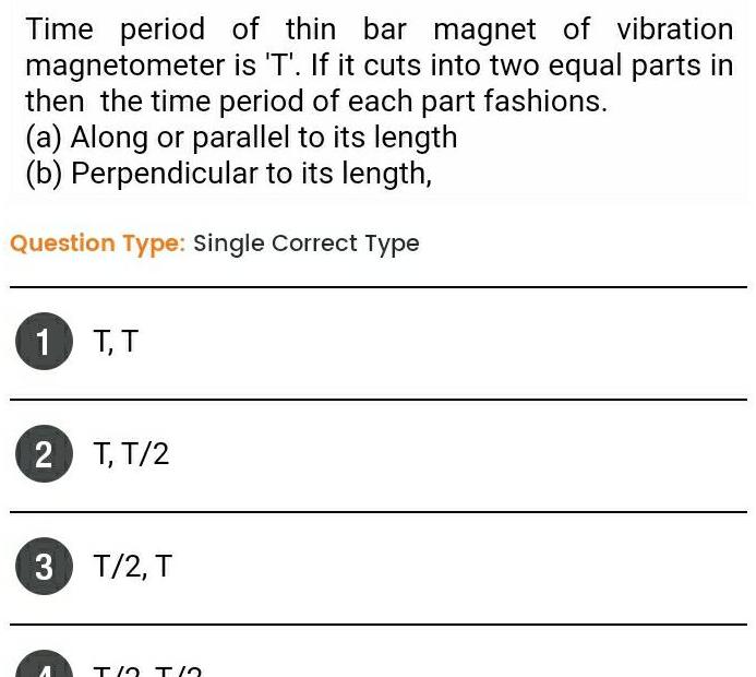 Time period of thin bar magnet of vibration magnetometer is