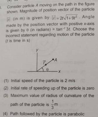 5 Consider particle A moving on the path in the figure shown
