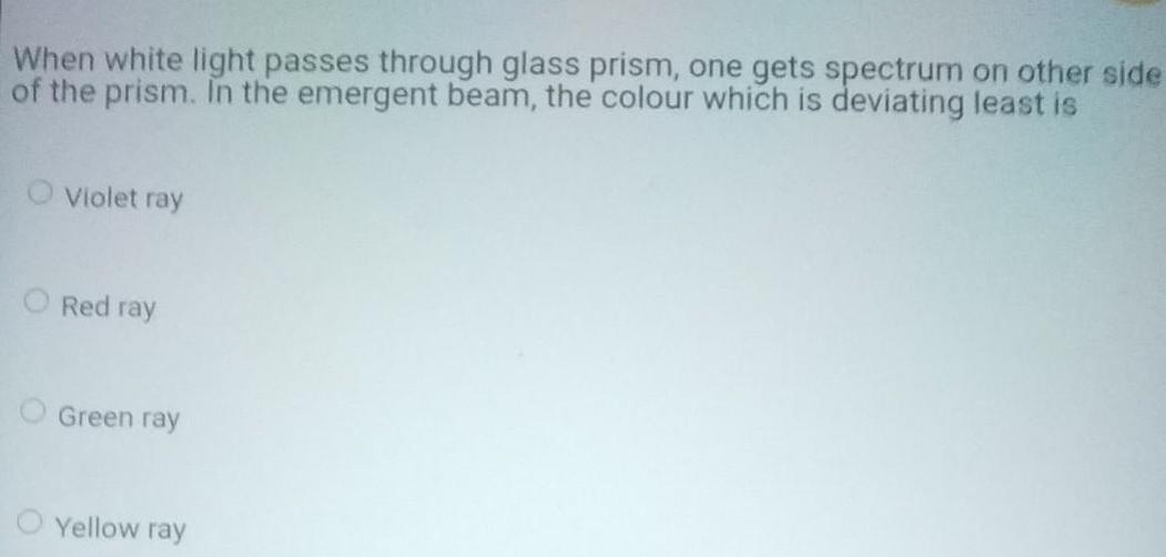 [ANSWERED] When white light passes through glass prism one gets