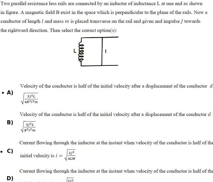 [ANSWERED] Two parallel resistance less rails are connected by