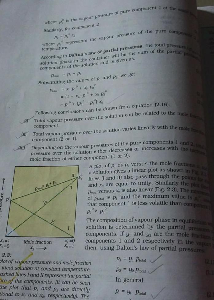 x 1 0 where p is the vapour pressure of pure component I at