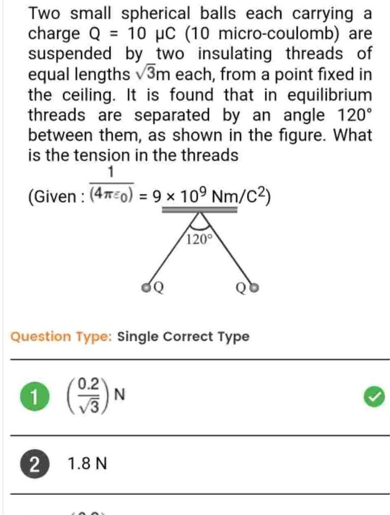[ANSWERED] Two small spherical balls each carrying a charge Q 1