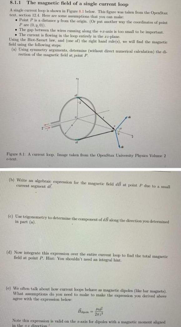 8 1 1 The magnetic field of a single current loop A single