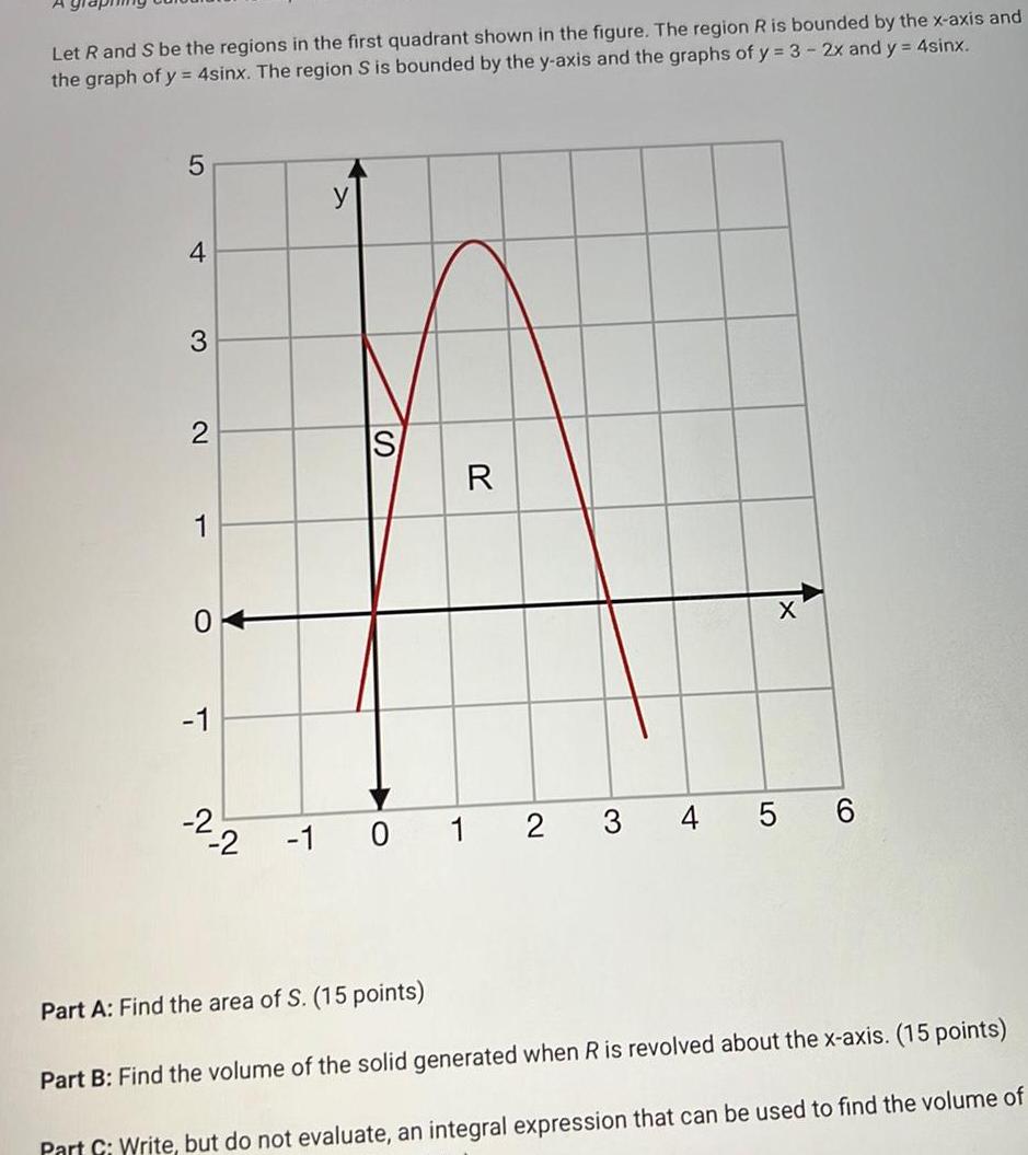 [ANSWERED] Let R and S be the regions in the first quadrant shown in ...