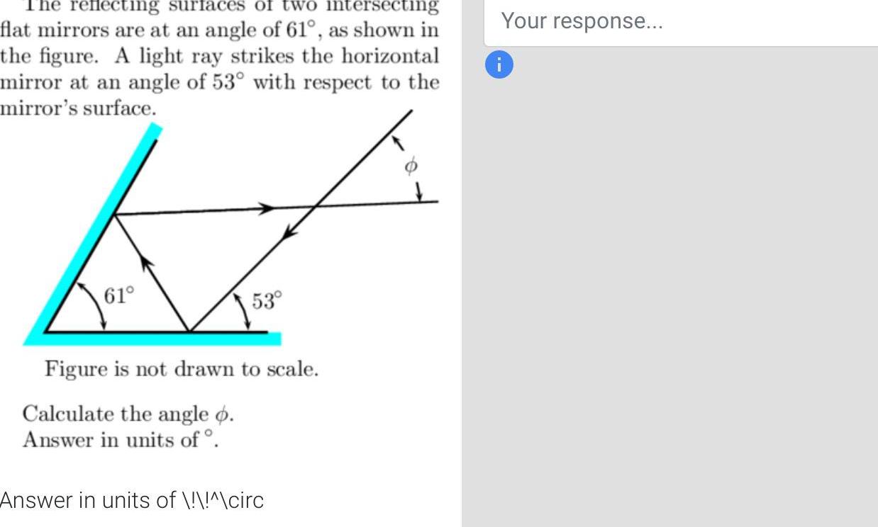 reflecting surfaces of two intersecting flat mirrors are at