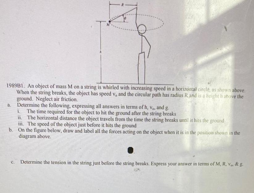 An Object Of Mass M On A String Is Whirled