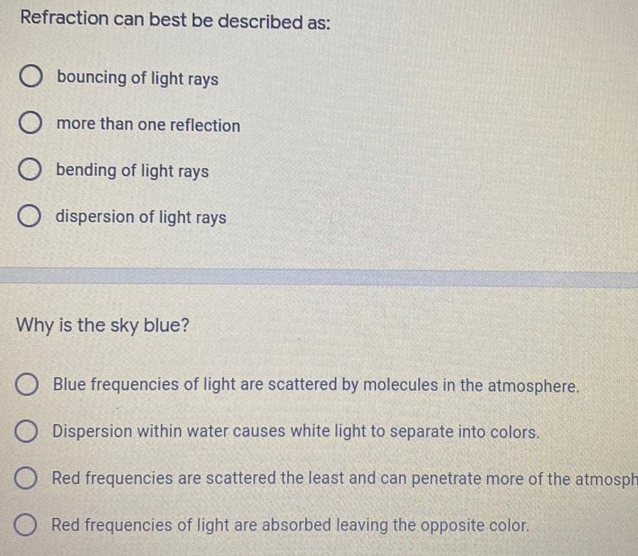 [ANSWERED] Refraction can best be described as Obouncing of lig