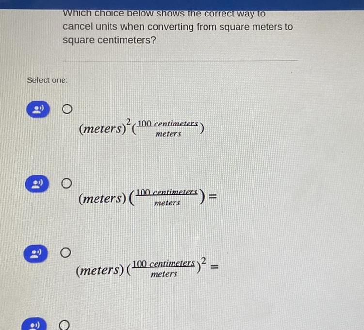 Which choice below shows the correct way to cancel units