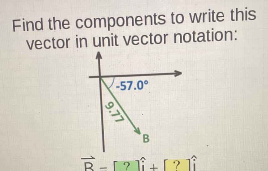 Find the components to write this vector in unit vector