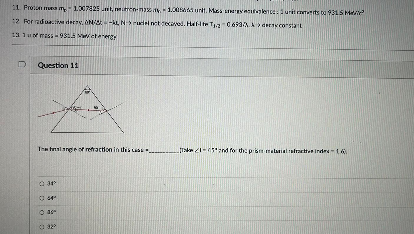 11 Proton mass m 1 007825 unit neutron mass mn 1 008665 unit