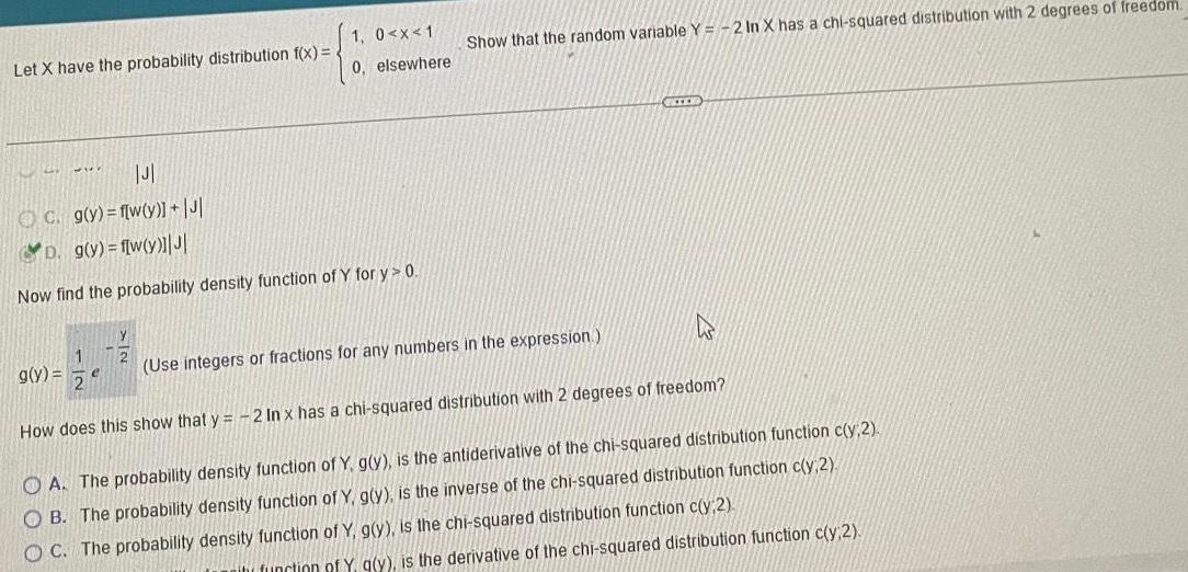 Let X have the probability distribution f x J c g y f w y J