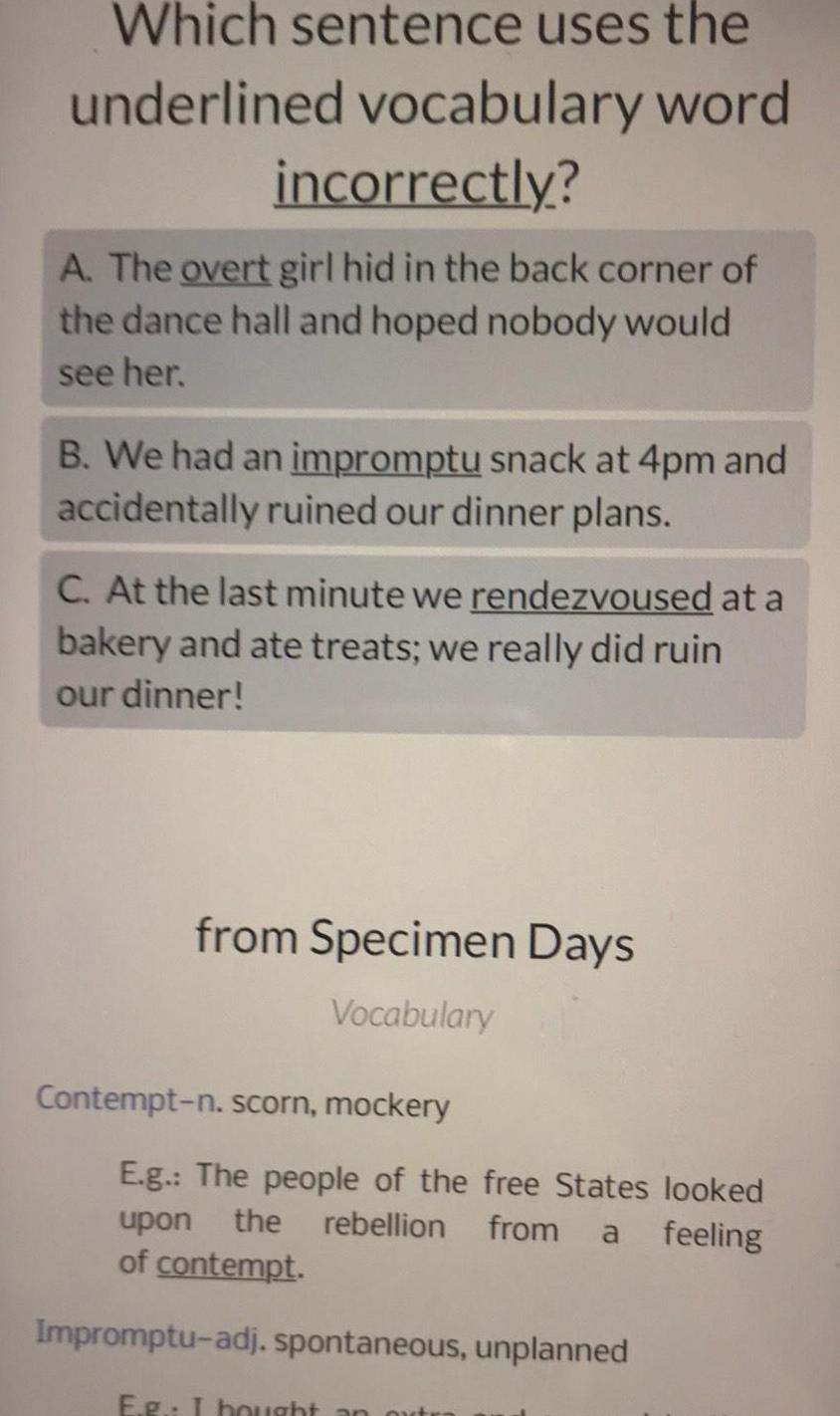 [ANSWERED] Which sentence uses the underlined vocabulary word