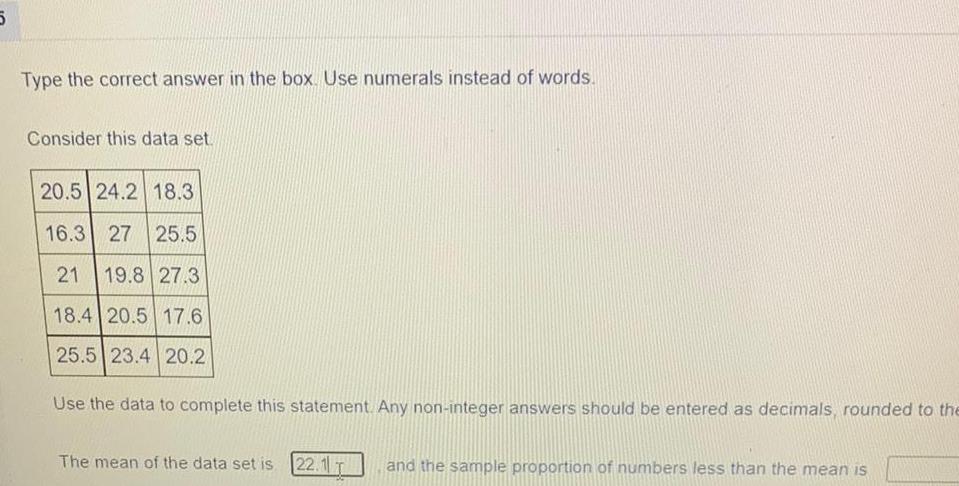5 Type the correct answer in the box Use numerals instead of
