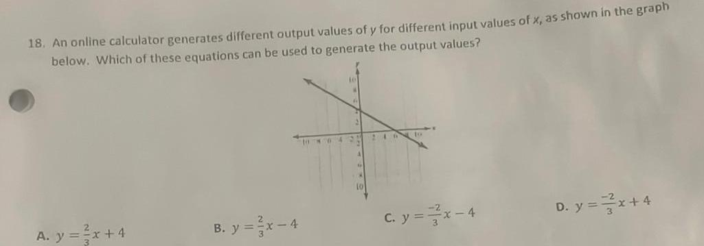 18 An online calculator generates different output values of