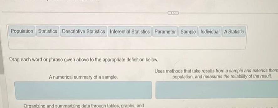 Population Statistics Descriptive Statistics Inferential