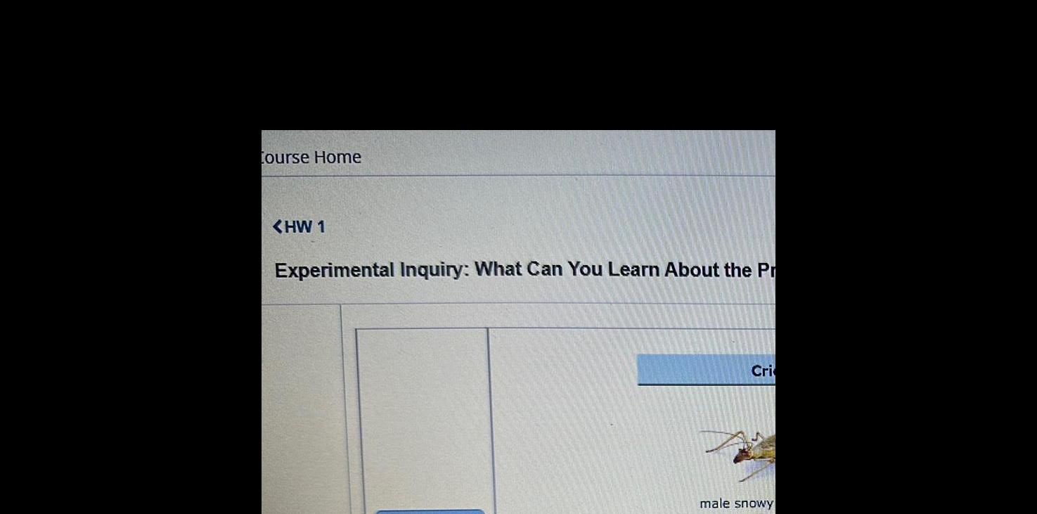 Course Home HW 1 Experimental Inquiry What Can You Learn About the Pr Cri male snowy