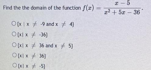 [ANSWERED] Find the the domain of the function f x O xx 9 and x 4 O xl ...