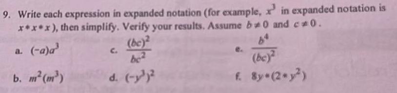 9 Write each expression in expanded notation for example in