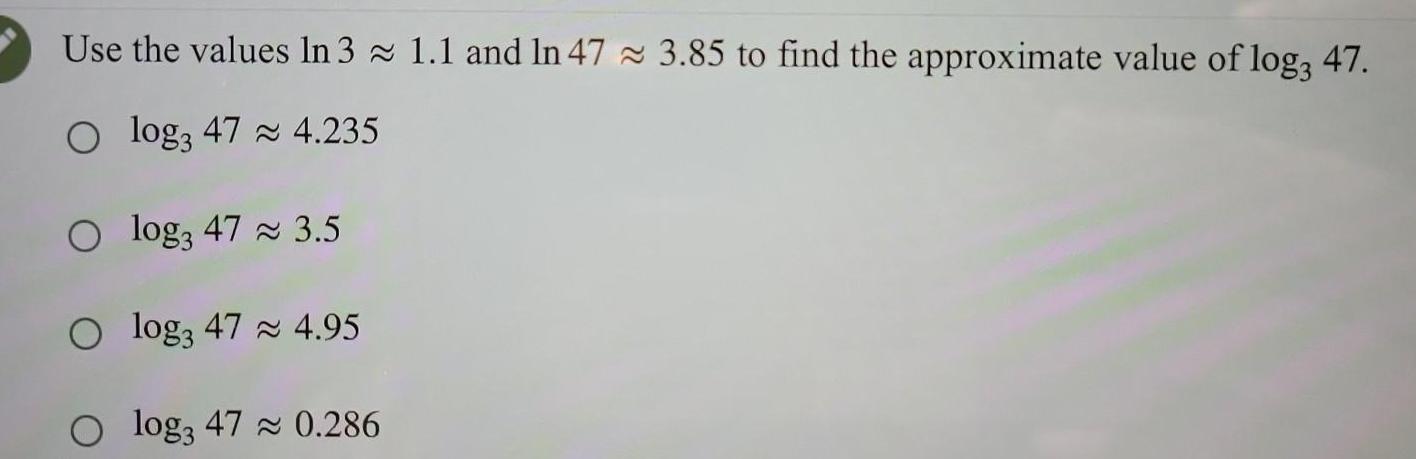[ANSWERED] Use the values In 3 1 1 and In 47 3 85 to find the - Kunduz