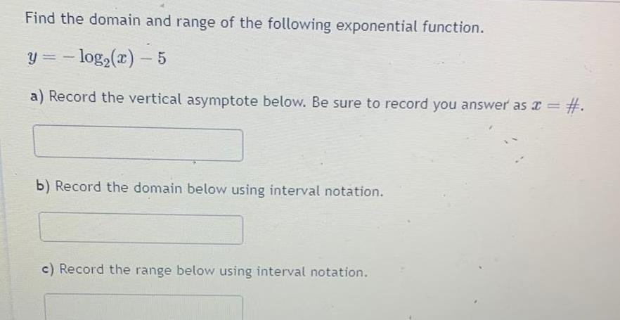 Find the domain and range of the following exponential