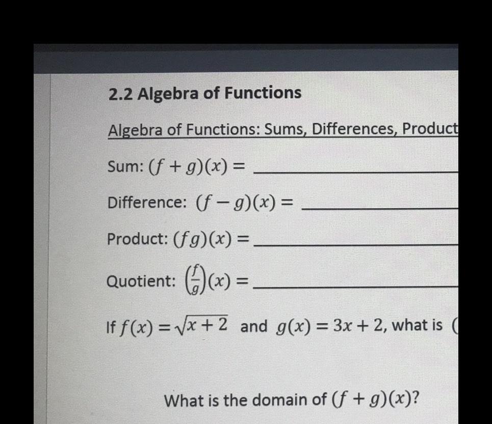 Answered 2 2 Algebra Of Functions Algebra Of Functions Sums Algebra Answered 2 2 Algebra Of Functions Algebra Of Functions Sums Algebra