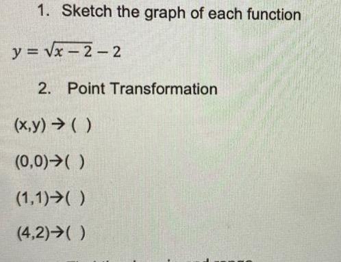 1 Sketch the graph of each function y x 2 2 2 Point