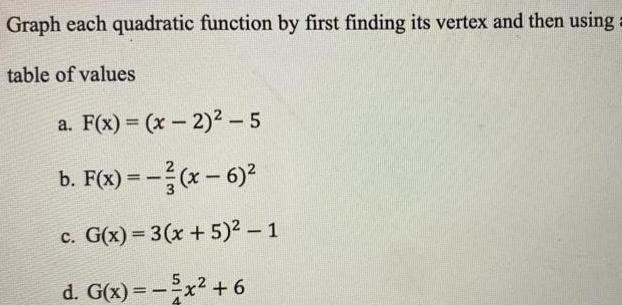 Graph each quadratic function by first finding its vertex