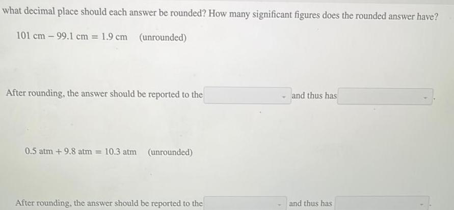 [ANSWERED] what decimal place should each answer be rounded How many ...