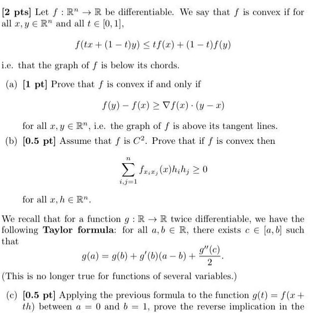 2 pts Let fR R be differentiable We say that f is convex if