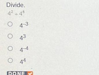 Divide 4 48 O 04 3 O 43 O O 44 4 4 DONE