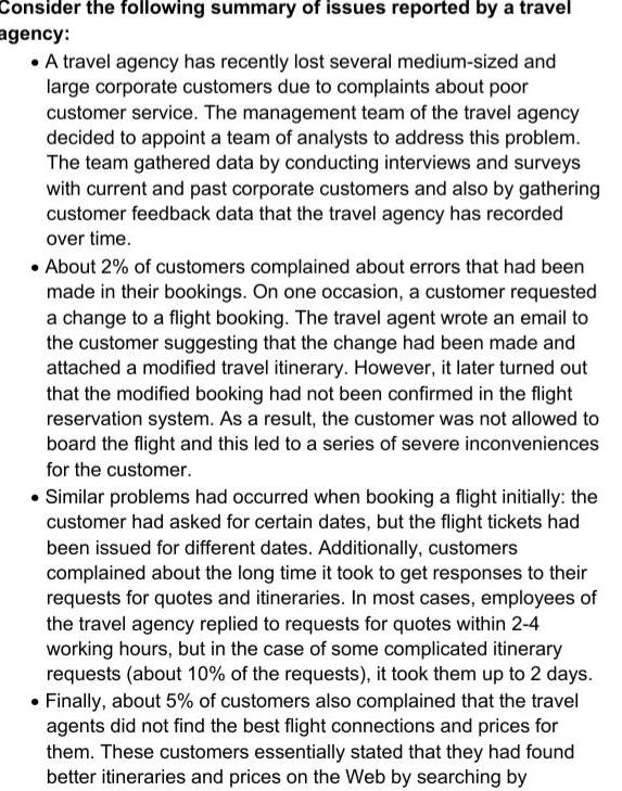 Consider the following summary of issues reported by a