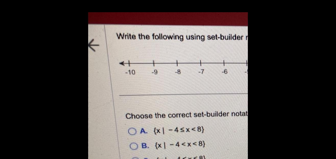 Write the following using set builder r 10 9 8 7 6 RI 140