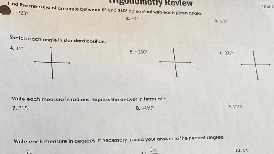 [ANSWERED] etry Review Find the measure of an angle between 0 and 360