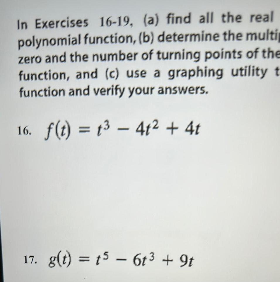 In Exercises 16 19 a find all the real polynomial function b